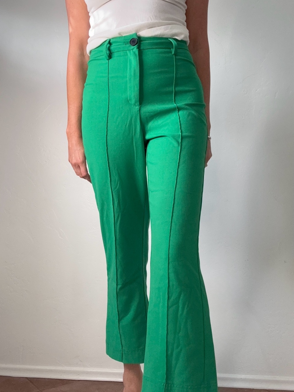 Bershka Bright Green Flared Pants
